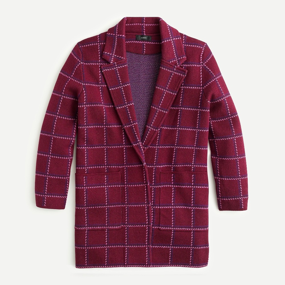 J Crew Sophie open-front sweater-blazer in plaid XS